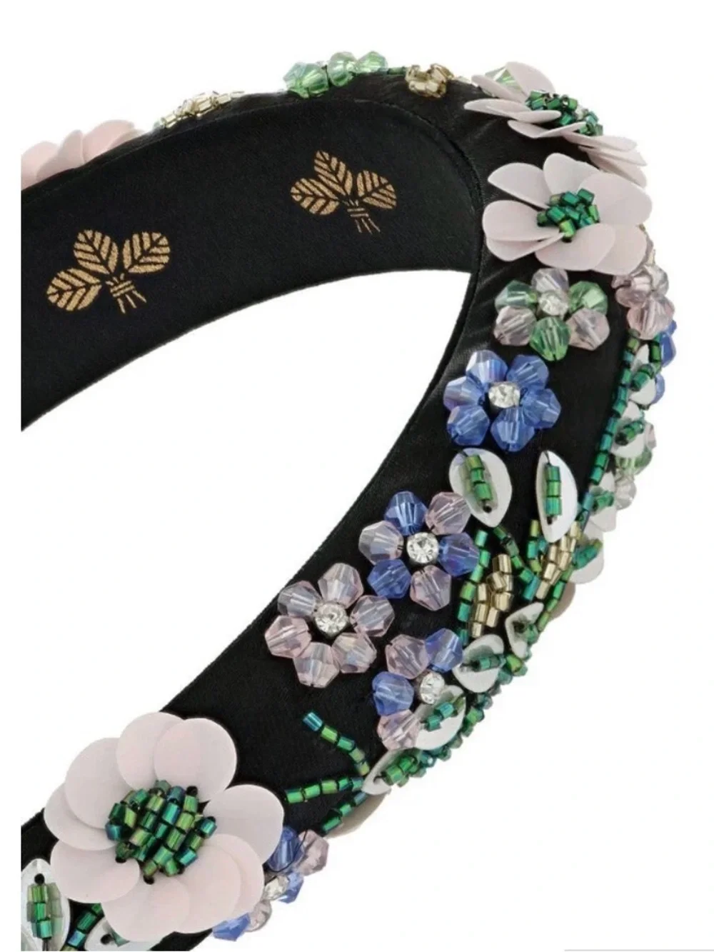 Embellished Black Floral Beaded Headband